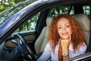 woman sitting in car