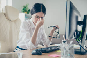 woman suffering from dry eyes