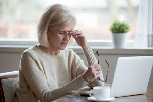 Lady with irritated eye